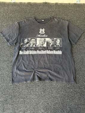 Vintage Mac Freedom Productions Black History/rap tee Nelson Mandela Leaders T-S